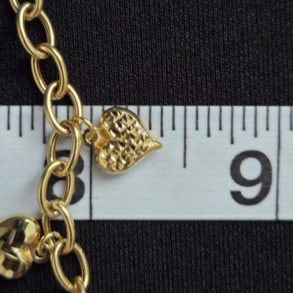 18k gold bracelet with mutiple heart charms Part 1 - Picture 10 of 13
